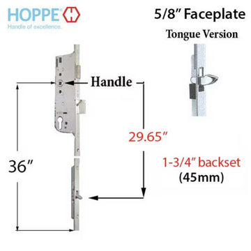 Hoppe 16mm Manual 45/92 Gear, Tongue at 29.65", 1" D/B, 36" HH - 8778163